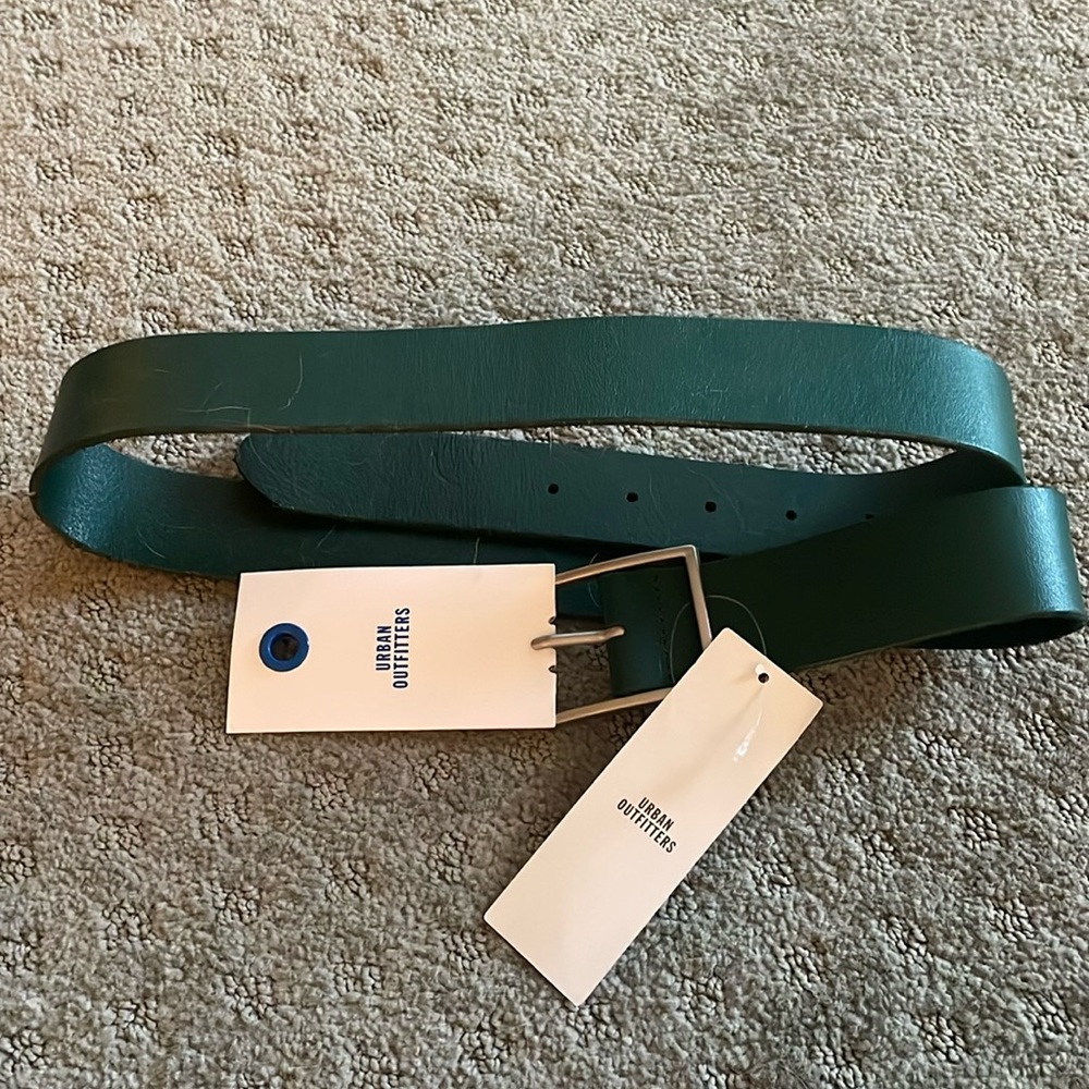 Green leather urban outfitters belt